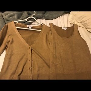 Ann Taylor Loft silk beige twin set